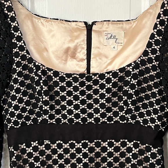 Milly of New York VINTAGE Black Crochet Dot Overlay Dress 4 Breakfast at Tiffany - Picture 2 of 16